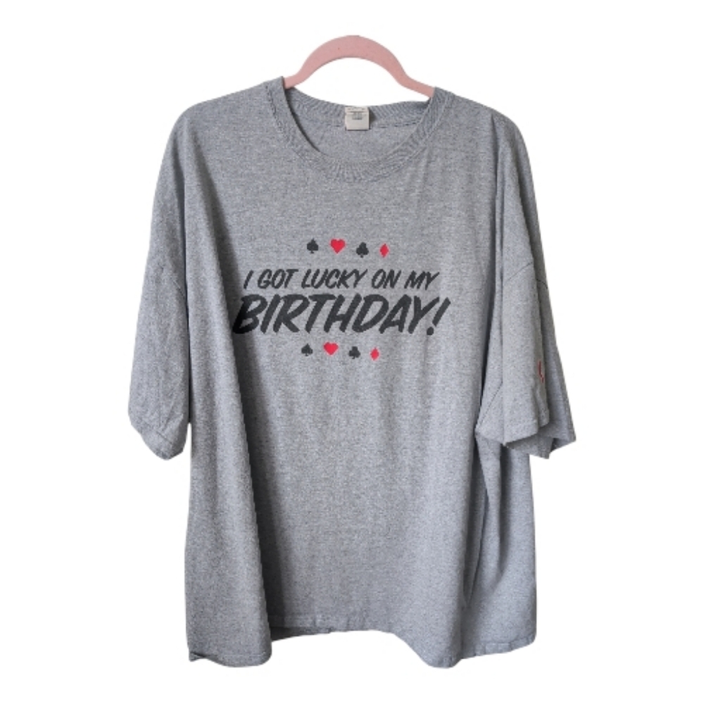 Live Casino I Got Lucky On My Birthday Graphic Tee Size 3x